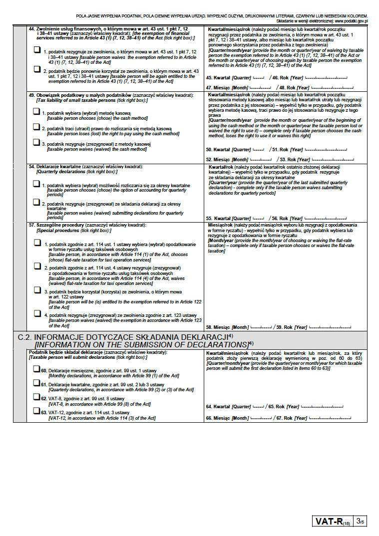 Screen formularza VAT-R strona 3